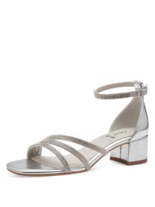 VEGAN LOW HEELED SANDALS WITH STRASS 5-28206-42 941 S.OLIVER SILVER