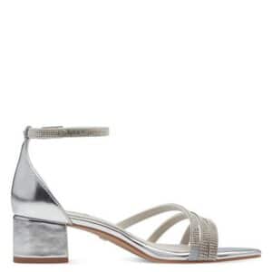 VEGAN LOW HEELED SANDALS WITH STRASS 5-28206-42 941 S.OLIVER SILVER