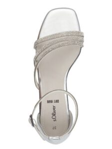 VEGAN LOW HEELED SANDALS WITH STRASS 5-28206-42 941 S.OLIVER SILVER