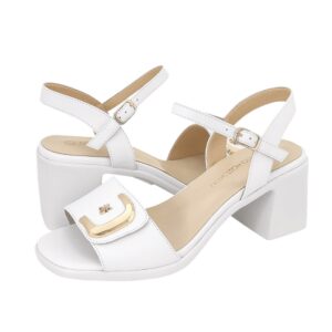 MID HEEL SANDALS WITH GOLD DETAIL A1868 GIANNA KAZAKOY WHITE