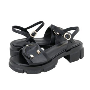 MID HEEL SANDALS WITH GOLD DETAIL L7129/1 GIANNA KAZAKOY BLACK