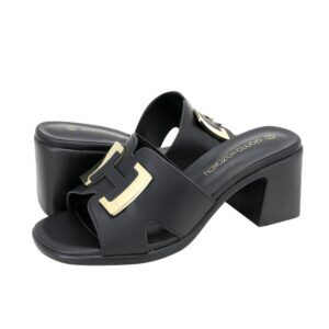 MID HEELMULE WITH GOLD DETAIL F5872/1 GIANNA KAZAKOU BLACK