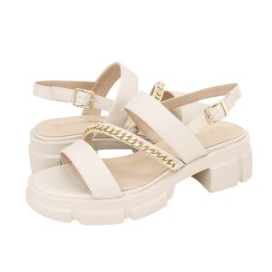 MID HEEL SANDALS WITH GOLD DETAIL H5717 GIANNA KAZAKOY OFF WHITE