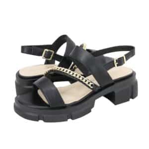 MID HEEL SANDALS WITH GOLD DETAIL H5717/1 GIANNA KAZAKOY BLACK