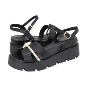 PLATFORM SANDALS WITH GOLD DETAIL H5781/1 GIANNA KAZAKOU BLACK