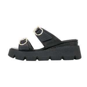 PLATFORM MULE WITH GOLD DETAILS H5285/1 GIANNA KAZAKOU BLACK
