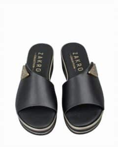 PLATFORM MULE WITH GOLD DETAIL EVIA-51504 BAROCCO BLACK