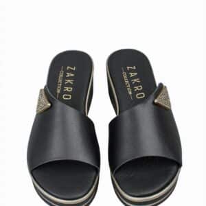 PLATFORM MULE WITH GOLD DETAIL EVIA-51504 BAROCCO BLACK