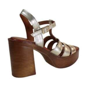 LEATHER HIGH HEEL SANDAL 51305-7230 COMMANCHERO GOLD