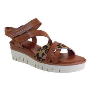 LEATHER PLATFORM SANDAL WITH LEOPARD DETAIL 51326-726 COMMANCHERO TAUPE