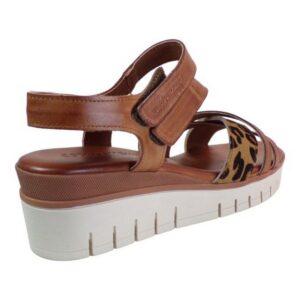 LEATHER PLATFORM SANDAL WITH LEOPARD DETAIL 51326-726 COMMANCHERO TAUPE