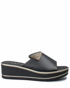 PLATFORM MULE WITH GOLD DETAIL EVIA-51504 BAROCCO BLACK