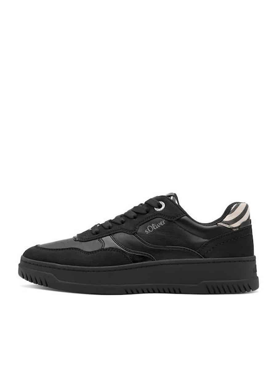 FLATFORM SNEAKERS WITH LEOPARD DETAILS 5-23632-45 S.OLIVER BLACK