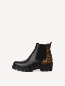 CHELSEA BOOTS WITH LEOPARD DETAILS 1-25446-43 TAMARIS BLACK