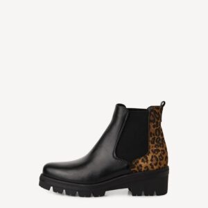 CHELSEA BOOTS WITH LEOPARD DETAILS 1-25446-43 TAMARIS BLACK