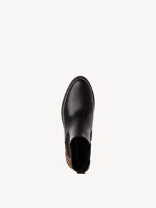 CHELSEA BOOTS WITH LEOPARD DETAILS 1-25446-43 TAMARIS BLACK
