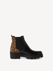 CHELSEA BOOTS WITH LEOPARD DETAILS 1-25446-43 TAMARIS BLACK