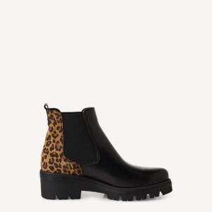 CHELSEA BOOTS WITH LEOPARD DETAILS 1-25446-43 TAMARIS BLACK