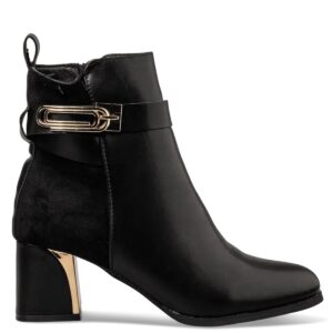 BLOCK HEEL BOOTIES E58-22284 ENVIE SHOES BLACK