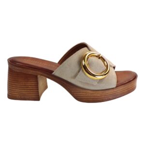 LEATHER MIDD HEELED MULES 51157 COMMANCHERO BEIGE LEATHER MIDD HEELED MULES 51157 COMMANCHERO BEIGE