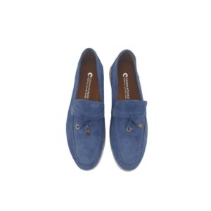 LEATHER LOAFERS WITH GOLD DETAILS 51339/1 COMMANCHERO BLUE