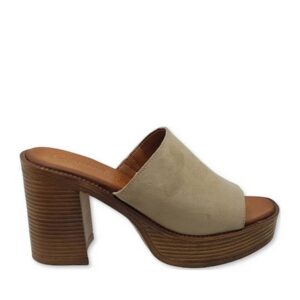 LEATHER HIGH HEELED MULES 51008 COMMANCHERO BEIGE LEATHER HIGH HEELED MULES 51008 COMMANCHERO BEIGE