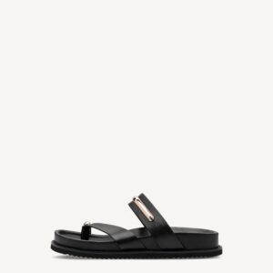 FLAT MULE WITH GOLD DETAILS 1-27415-46 TAMARIS BLACK FLAT MULE WITH GOLD DETAILS 1-27415-46 TAMARIS BLACK